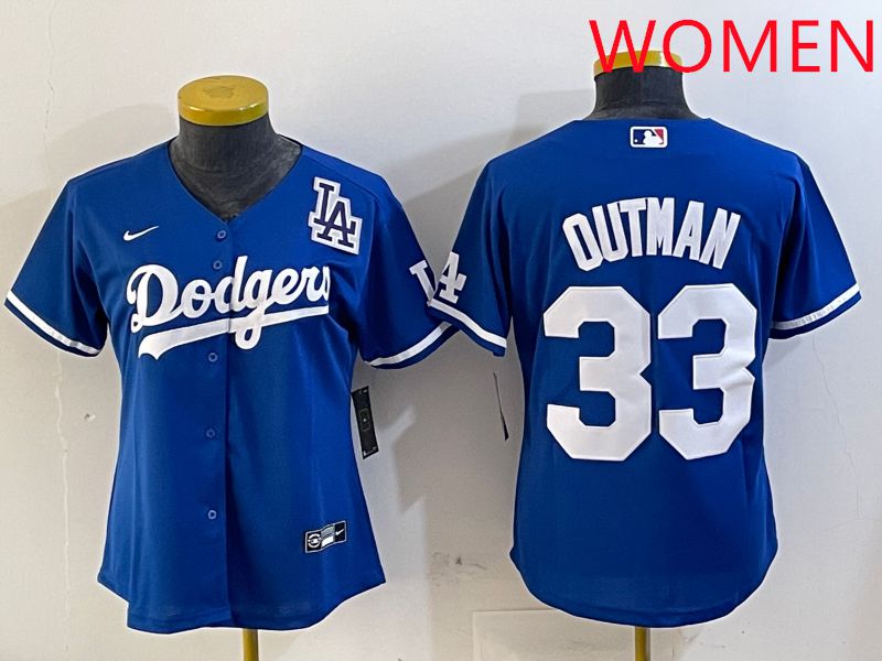 Women Los Angeles Dodgers #33 Outman Blue Game 2025 Nike MLB Jersey style 6->women mlb jersey->Women Jersey